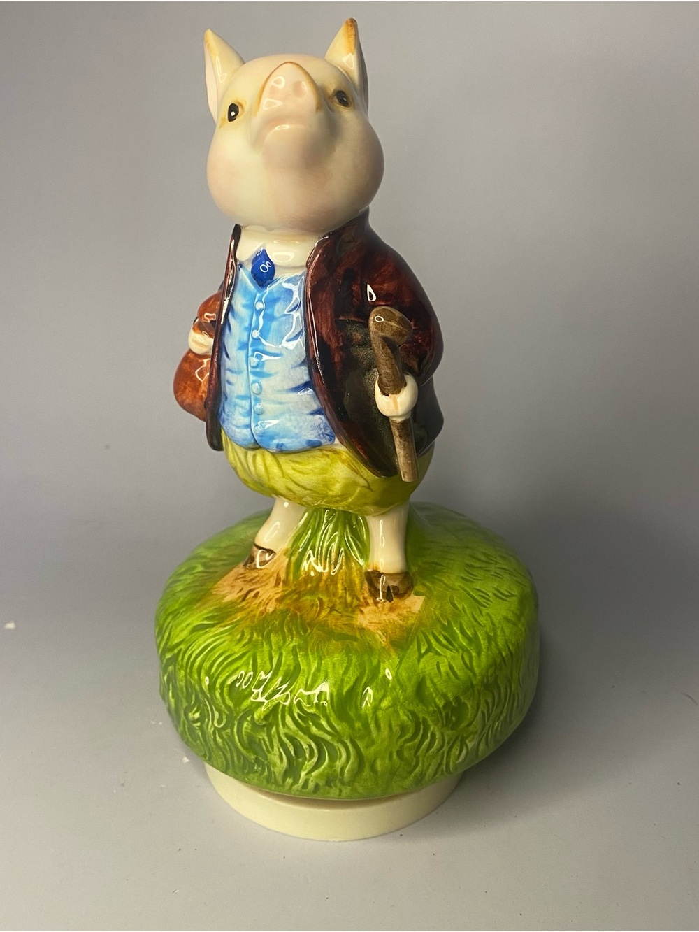 Vintage Schmid Beatrix Potter Pigling Bland King of the Road Music Box 1977